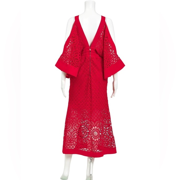 ALICE MCCALL Break Love Red Lace Cold Shoulder Midi Dress - Picture 11 of 16